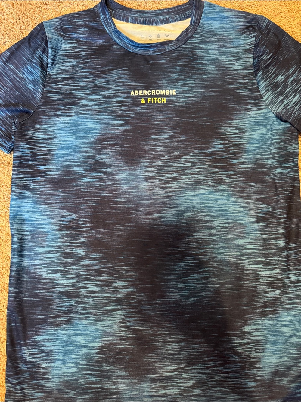 Abercrombie & Fitch Navy and Light Blue Space-Dye Performance Tee